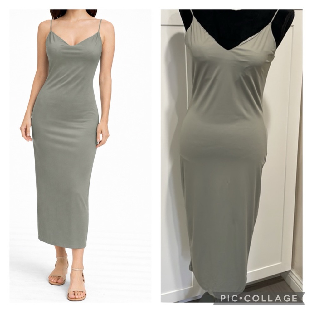 Spaghetti strap Olive green dress